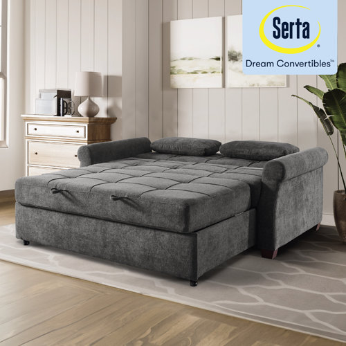 Serta Sabrina 72.6'' Queen Rolled Arm Tufted Back Convertible Sleeper